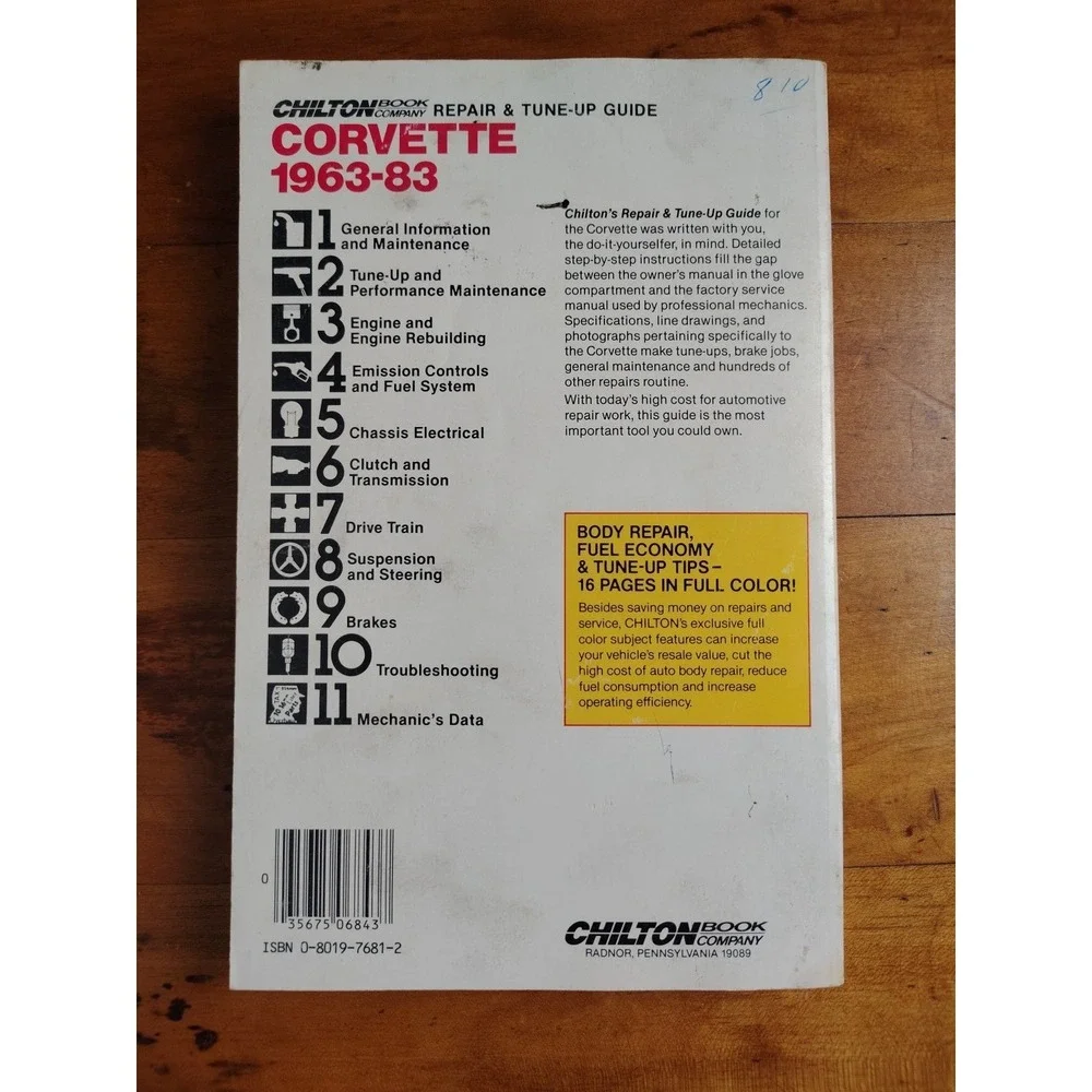 1963-1983 Corvette Chilton Repair‎ and Tune-Up Guide Service Shop Manual